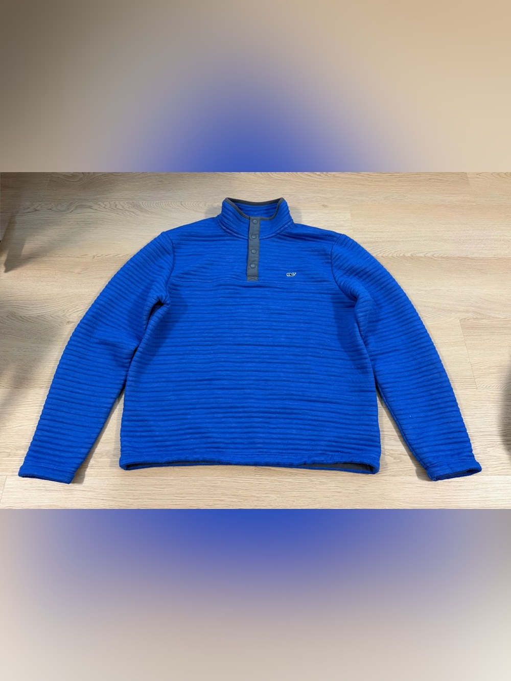 Vineyard Vines Men's 1/4 Snap Mock Neck Pullover Sweater Qulted size M Blue